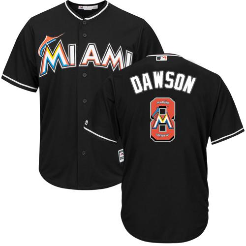 marlins #8 Andre Dawson Black Team Logo Fashion Stitched MLB Jersey